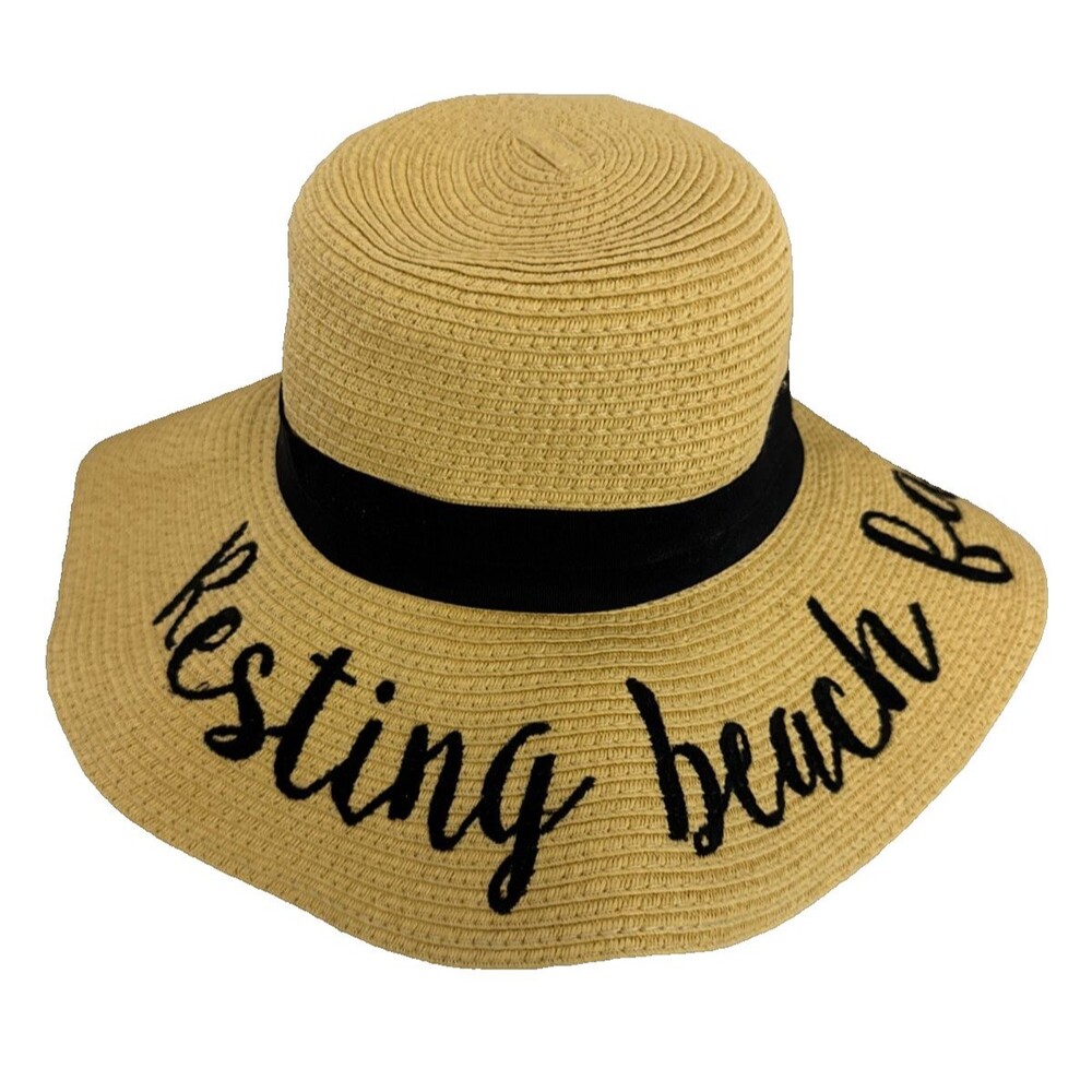 Women's Ladies Resting Beach Face Sun Hat Pool Natural Color Adjustable